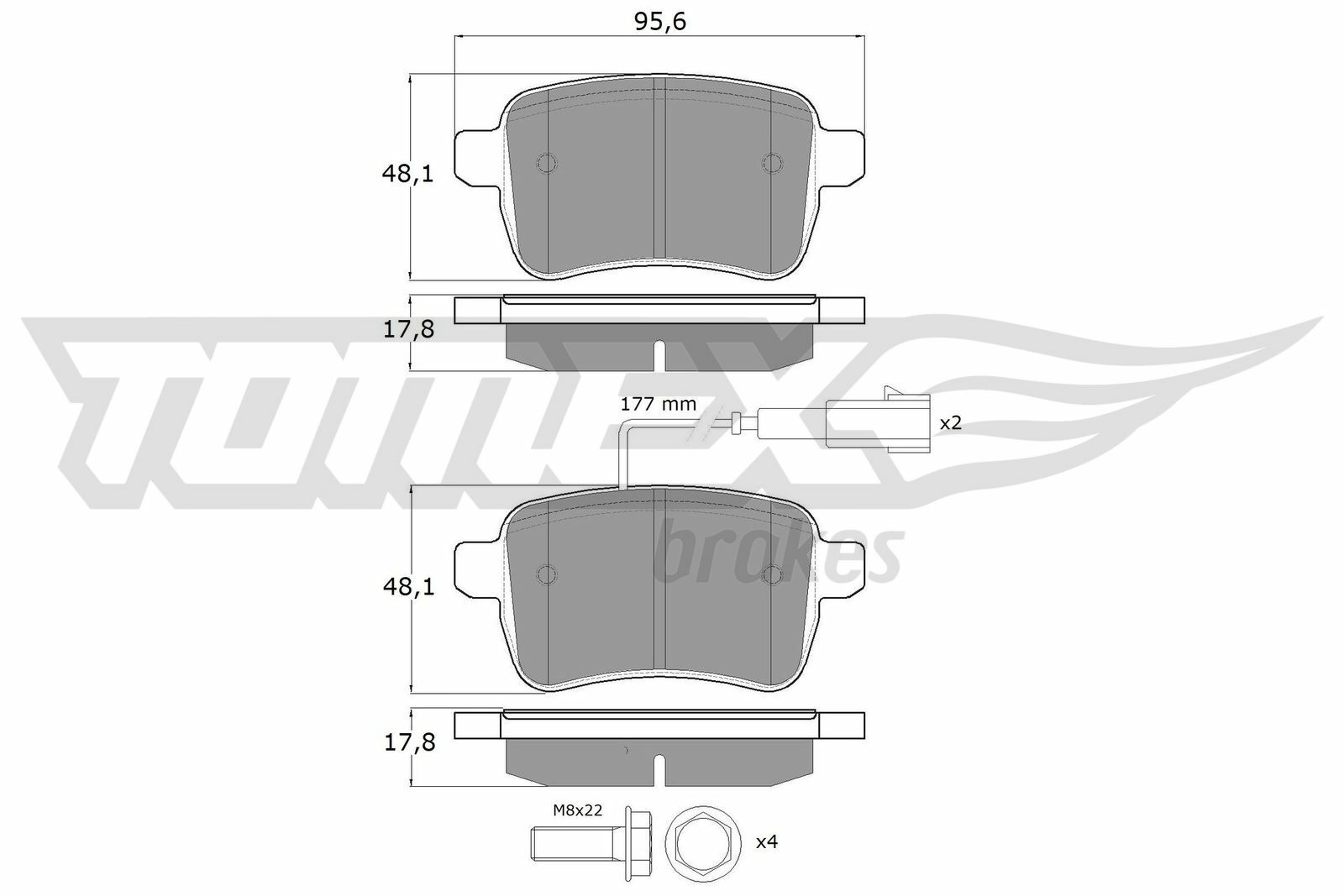 Sada brzdových destiček, kotoučová brzda TOMEX Brakes